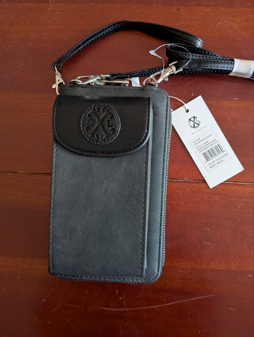 Christian Lacroix Black Crossbody Phone Wallet